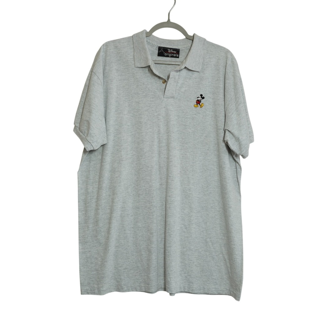 Vintage Disney Originals Mickey Mouse Embroidered Polo Shirt Gray Casual Kidcore